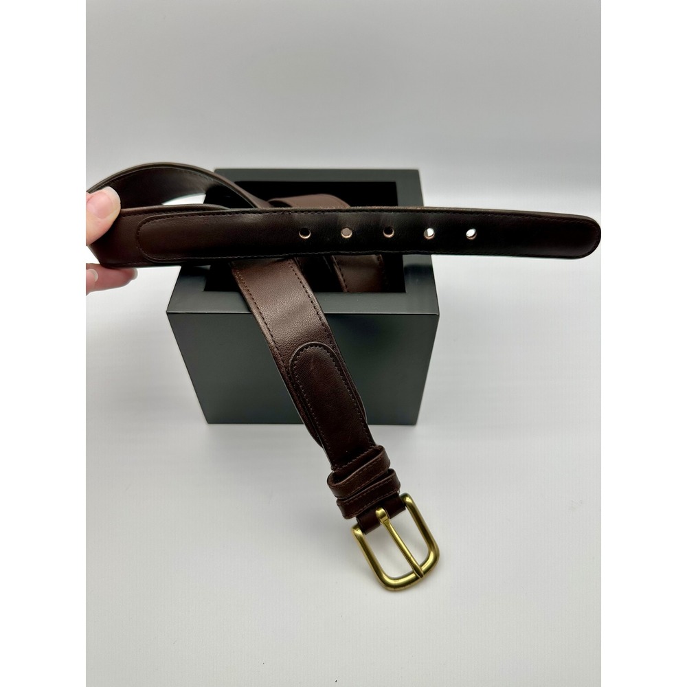 Vintage Coach Leather Belt 42 105 Mocha Brown Brass Made in USA Glove Tanned - Picture 2 of 5
